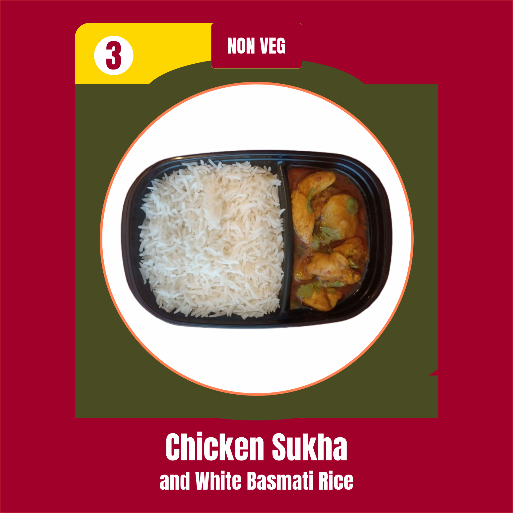 Chicken Sukha and White Basmati Rice