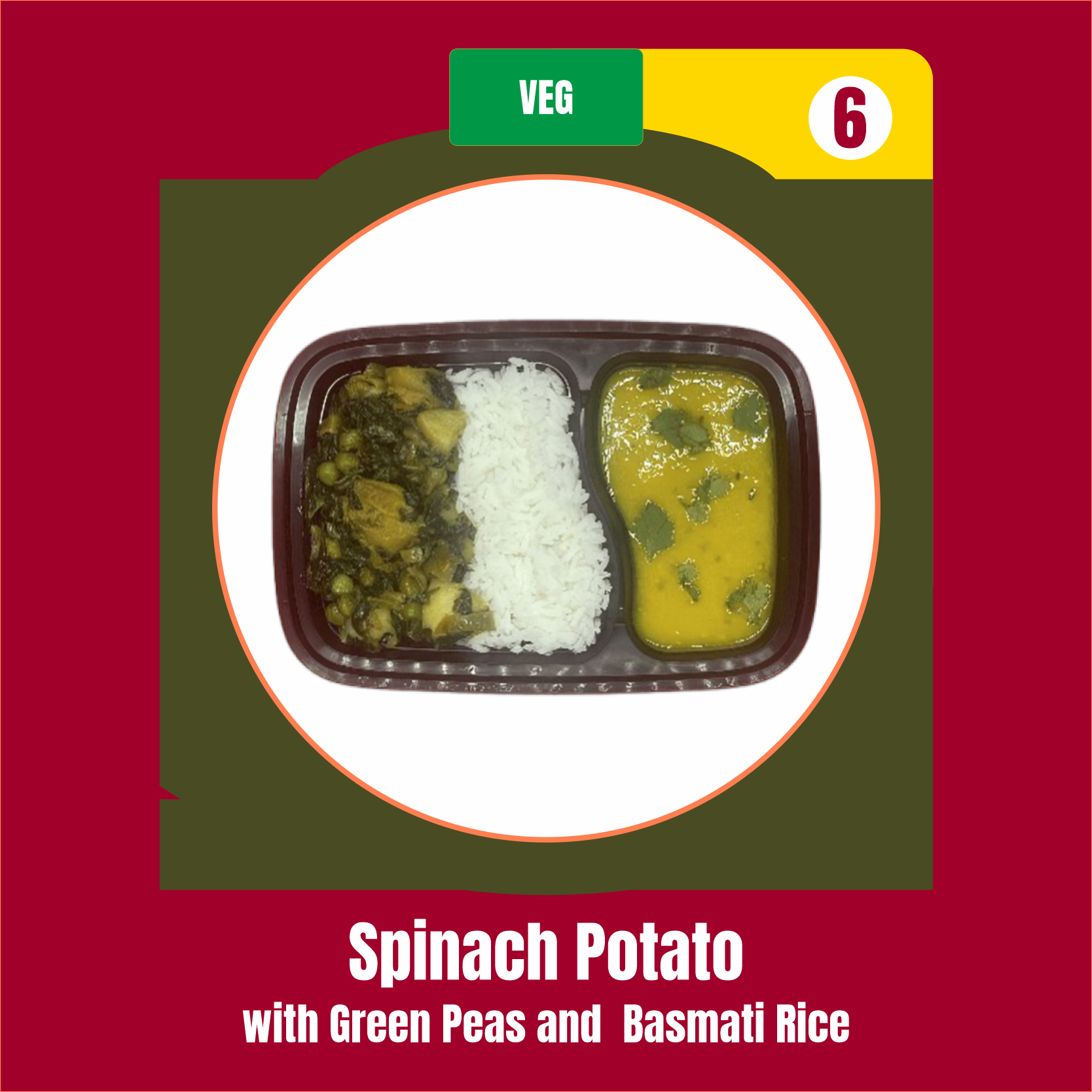 Spinach Potato with Green Peas and  Basmati Rice