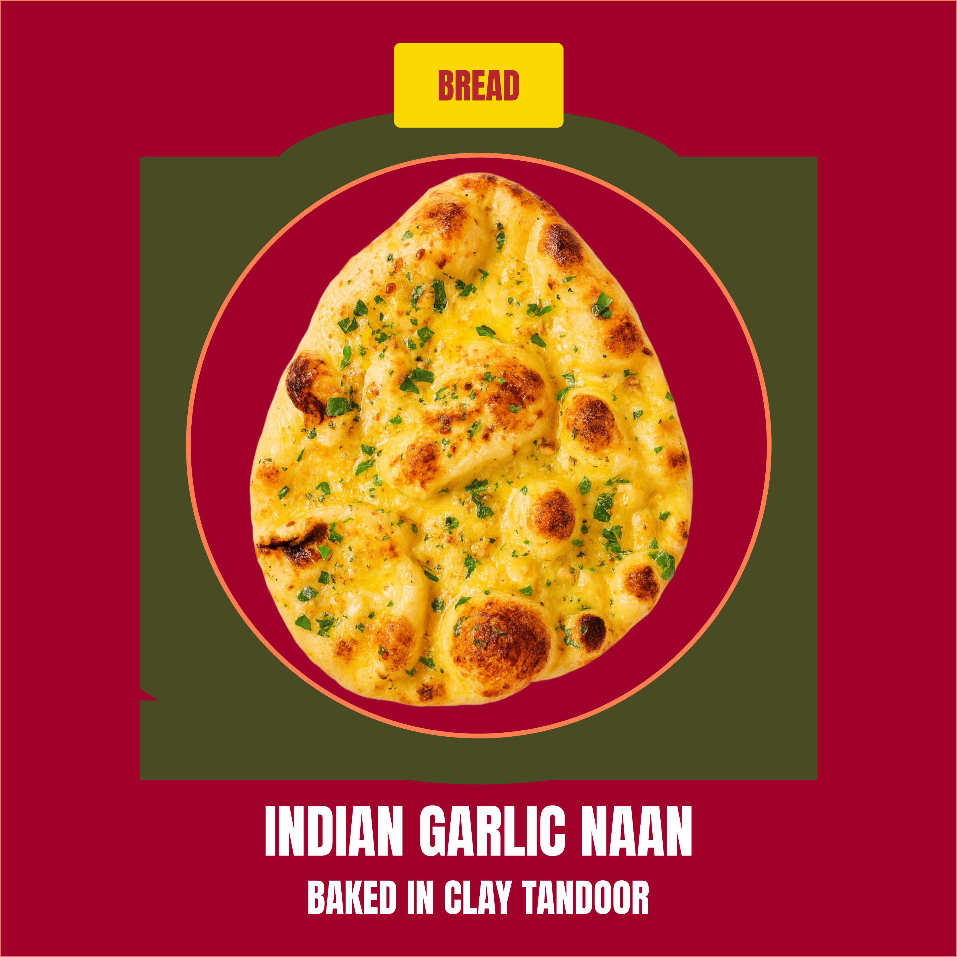 Indian Garlic Naan 2 PCS.